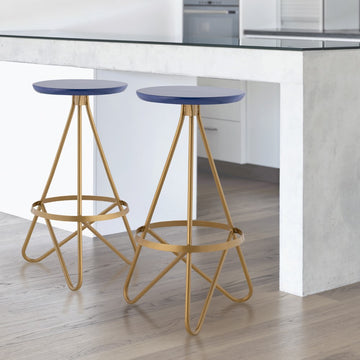 Spiroa 30" Modern Industrial Metal Backless Circular Bar Stool - JONATHAN Y